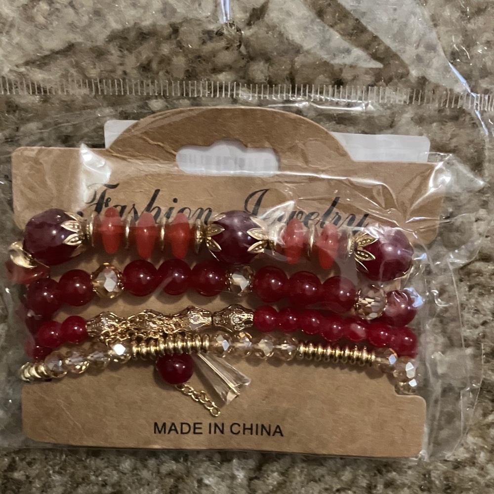 Fashion Jewelry Vibrant Red and Gold Bracelet Collection